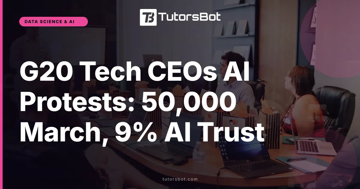 G20 Tech CEOs AI Protests: 50,000 March, 9% AI Trust