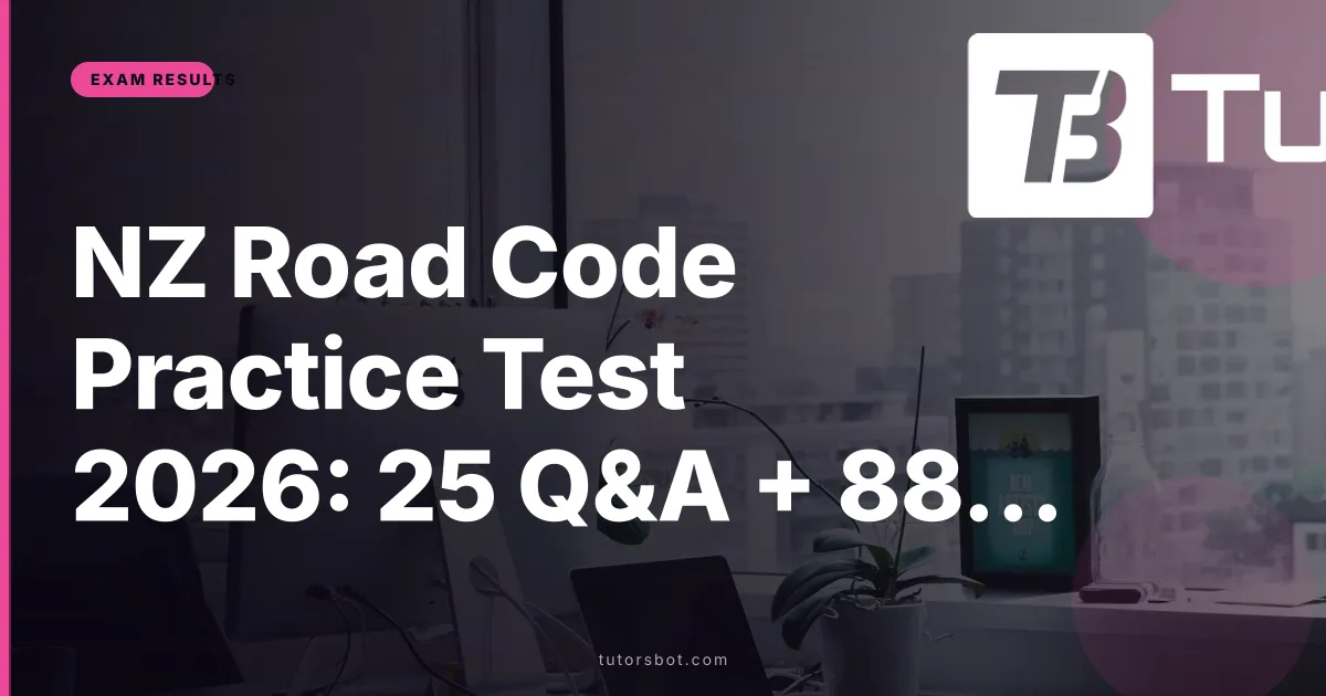 NZ Road Code Practice Test 2026: 25 Q&A + 88% Pass Mark
