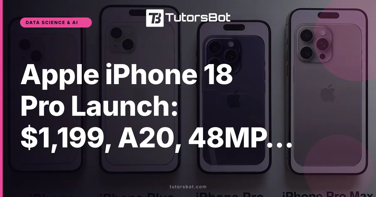 Apple iPhone 18 Pro Launch: $1,199, A20, 48MP Camera