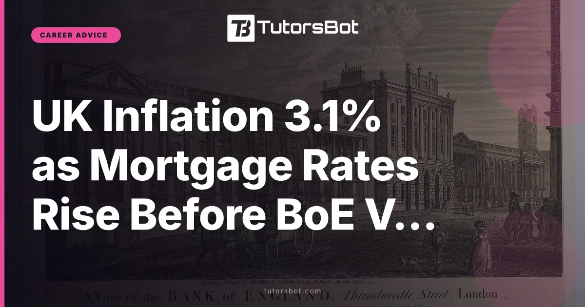 UK Inflation 3.1% as Mortgage Rates Rise Before BoE Vote