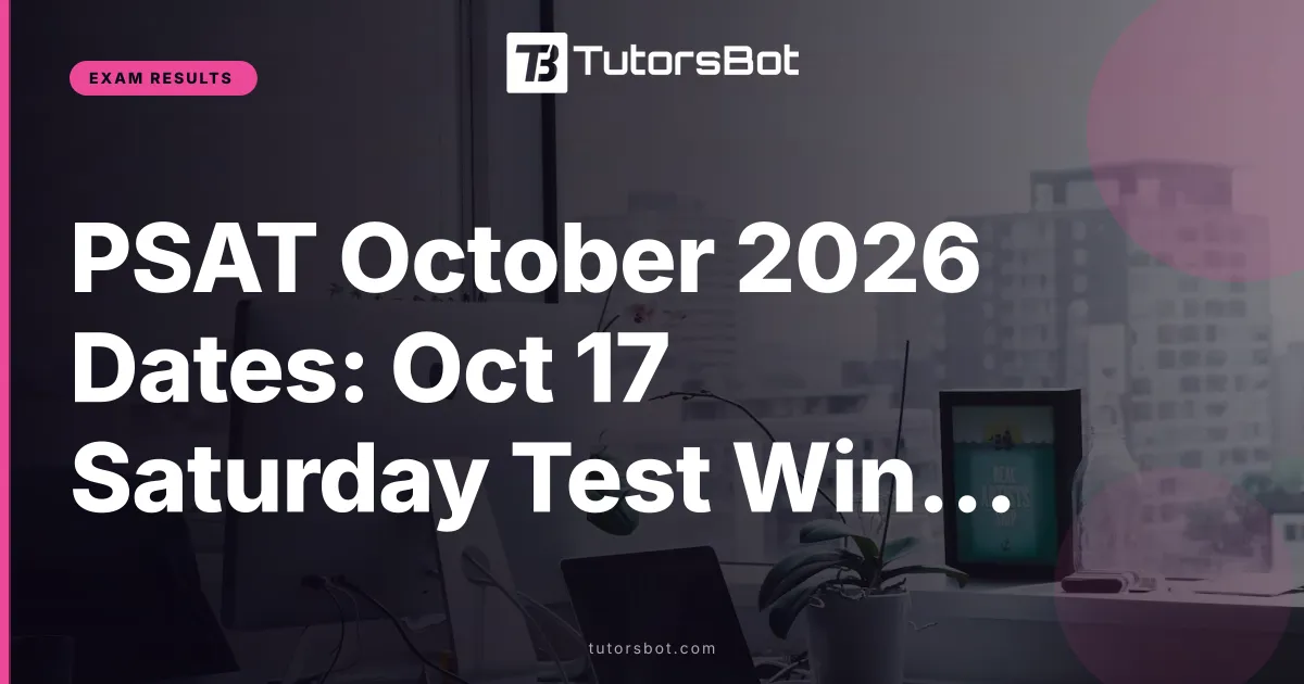 PSAT October 2026 Dates: Oct 17 Saturday Test Window Guide